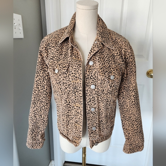 Brunette the label Leopard Print Jean Jacket - Size XS - Picture 2 of 9